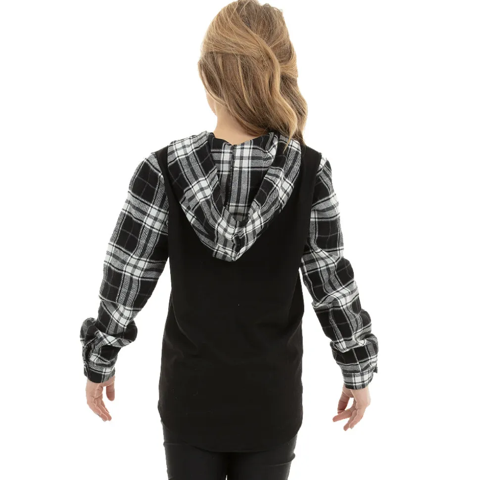 Youth Long Sleeve Hooded Plaid Shirt