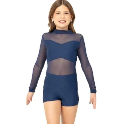 Youth Long Sleeve Mesh Biketard