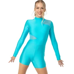 Youth Long Sleeve Mesh Cutout Biketard