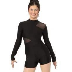 Youth Long Sleeve Mesh Cutout Biketard