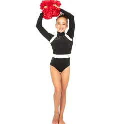 Youth Long Sleeve Metallic Rhinestone Leotard