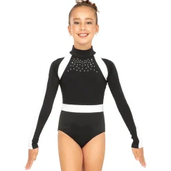 Youth Long Sleeve Metallic Rhinestone Leotard