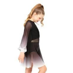 Youth Long Sleeve Midi Ombre Gathered Panel Lyrical Dress
