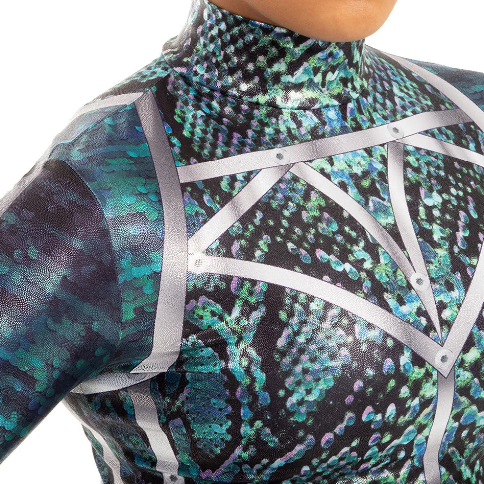 Youth Matrix Snakeskin Foil Biketard