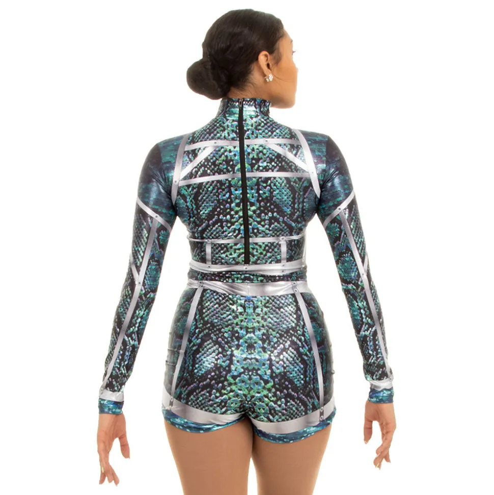 Youth Matrix Snakeskin Foil Biketard