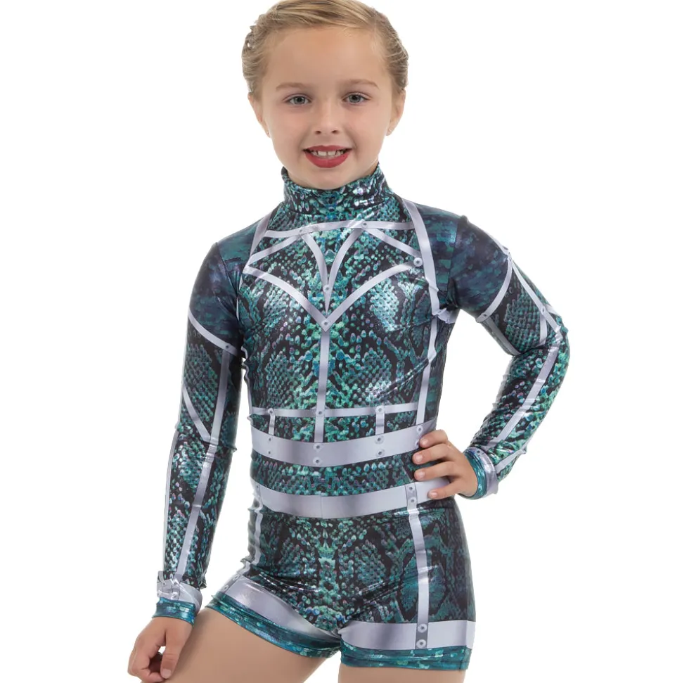 Youth Matrix Snakeskin Foil Biketard