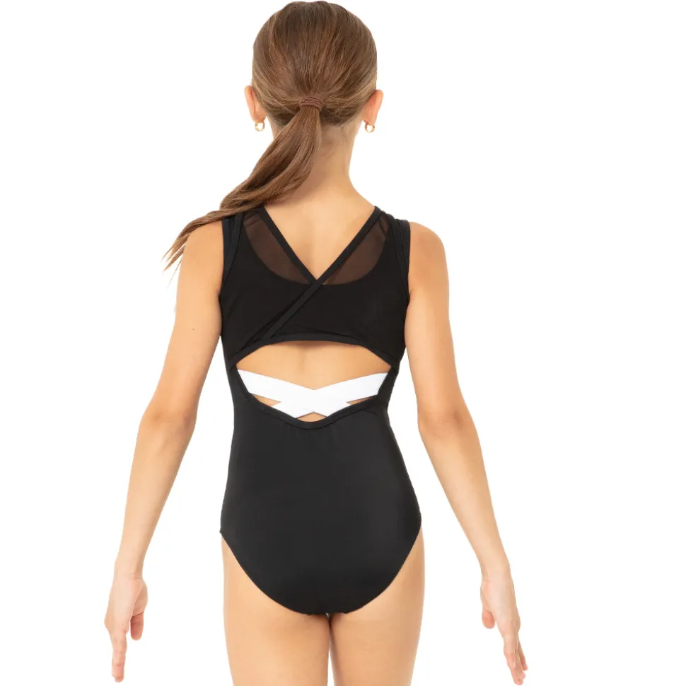 Youth Mesh Overlay Cross Back Leotard