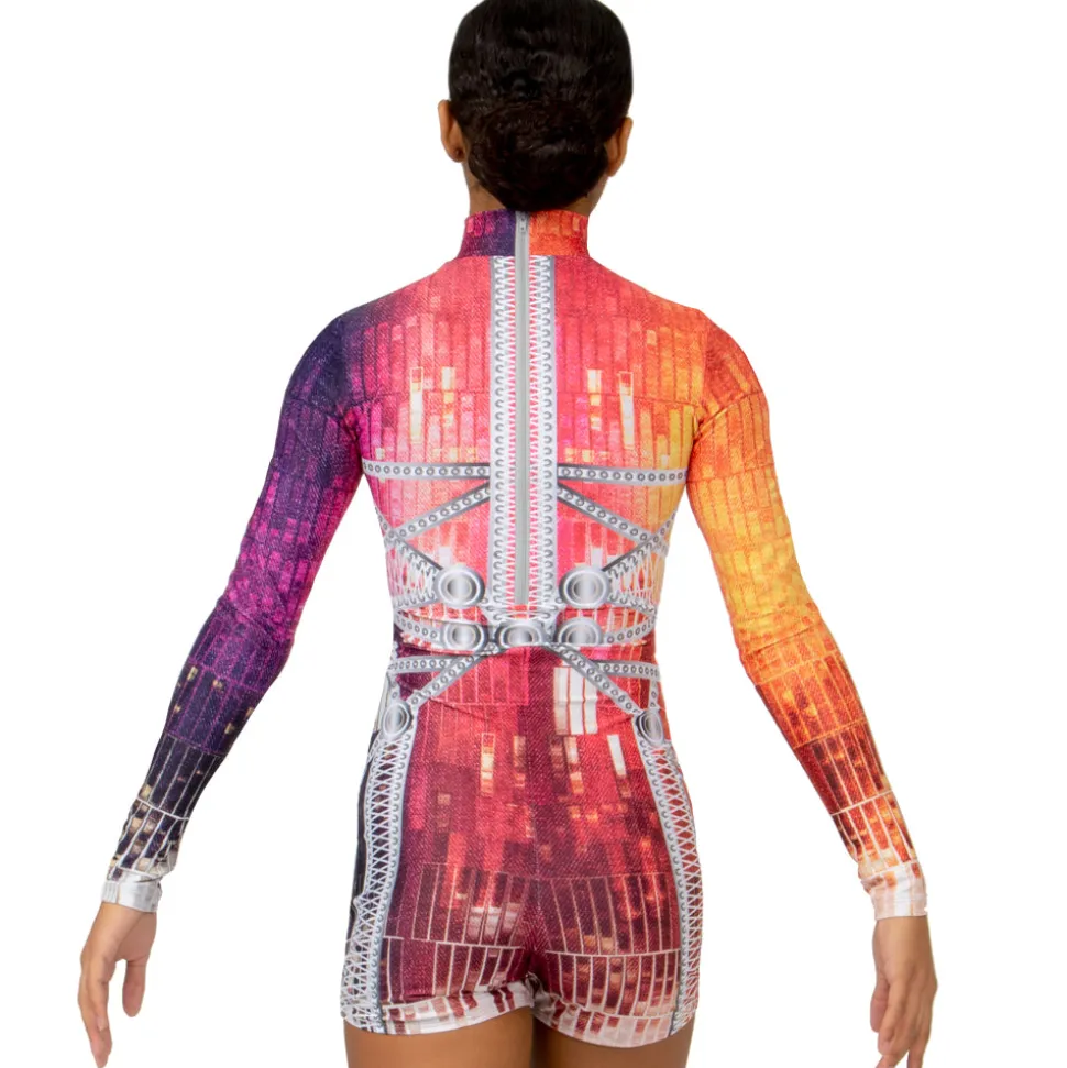 Youth Ombre Matrix Long Sleeve Biketard