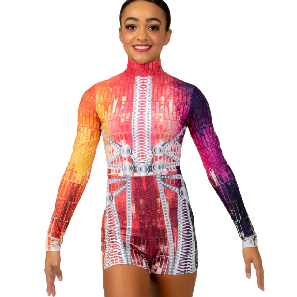 Youth Ombre Matrix Long Sleeve Biketard