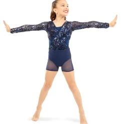Youth Power Up Sequin Mesh Asymmetrical Unitard