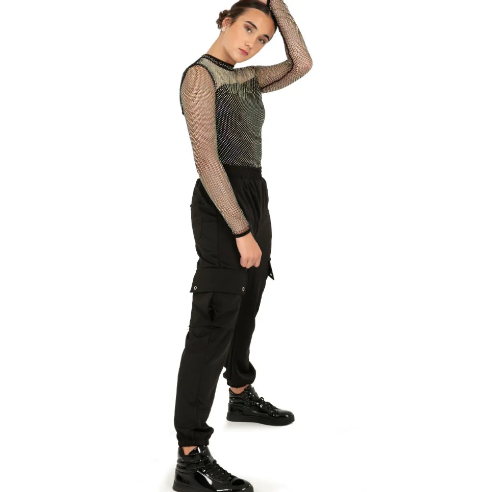Youth Rhinestone Mesh Velvet Biketard