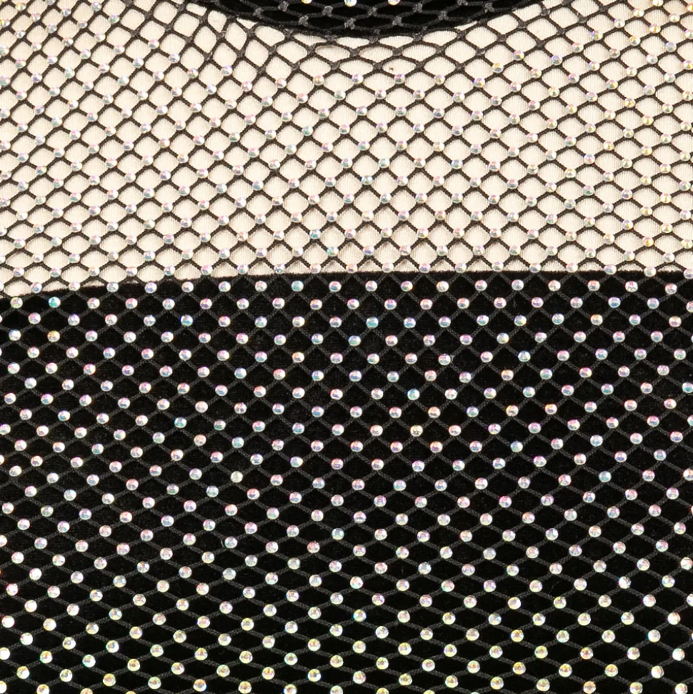 Youth Rhinestone Mesh Velvet Biketard