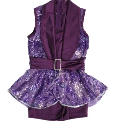 Youth Sequin Belted Shawl Collar Biketard