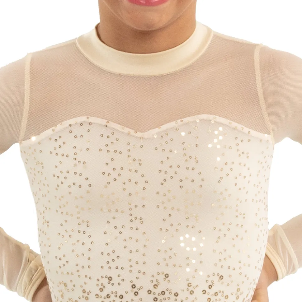 Youth Sequin Ombre Waterfall Long Sleeve Biketard
