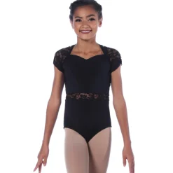 Youth Sweetheart Lace Cap Sleeve Dance Leotard