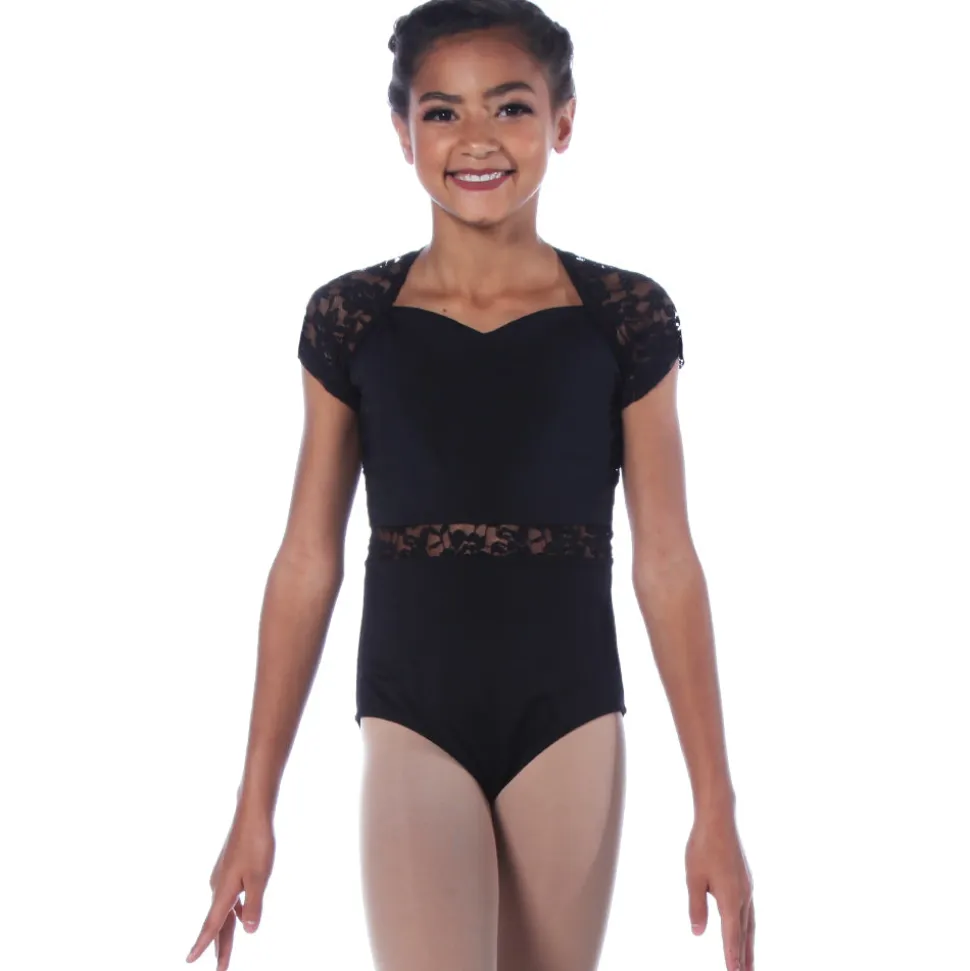 Youth Sweetheart Lace Cap Sleeve Dance Leotard