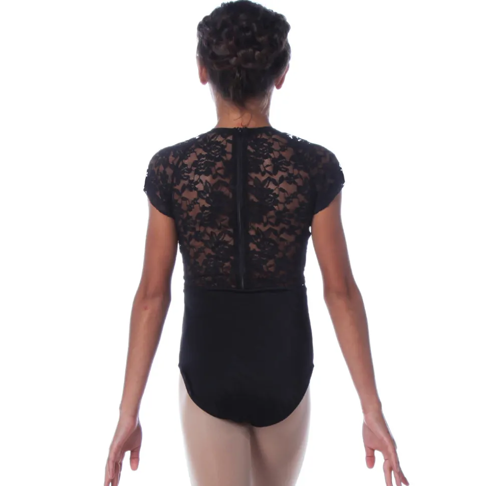Youth Sweetheart Lace Cap Sleeve Dance Leotard