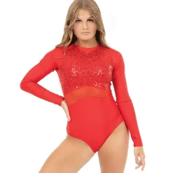 Youth Sweetheart Sequin Mesh Panel Leotard