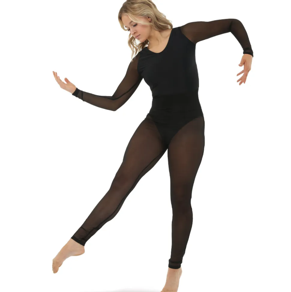 Youth V-Neck Mesh Keyhole Long Sleeve Unitard